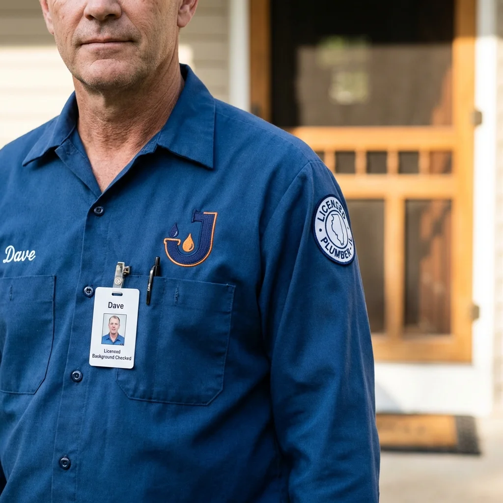 Licensed plumber showing ID badge in Winneconne, WI