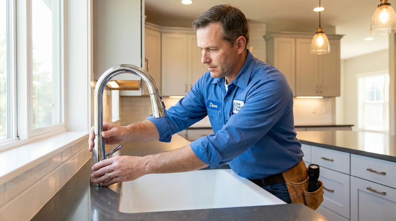 Kitchen faucet installation by Johns Plumbing LLC in Winneconne