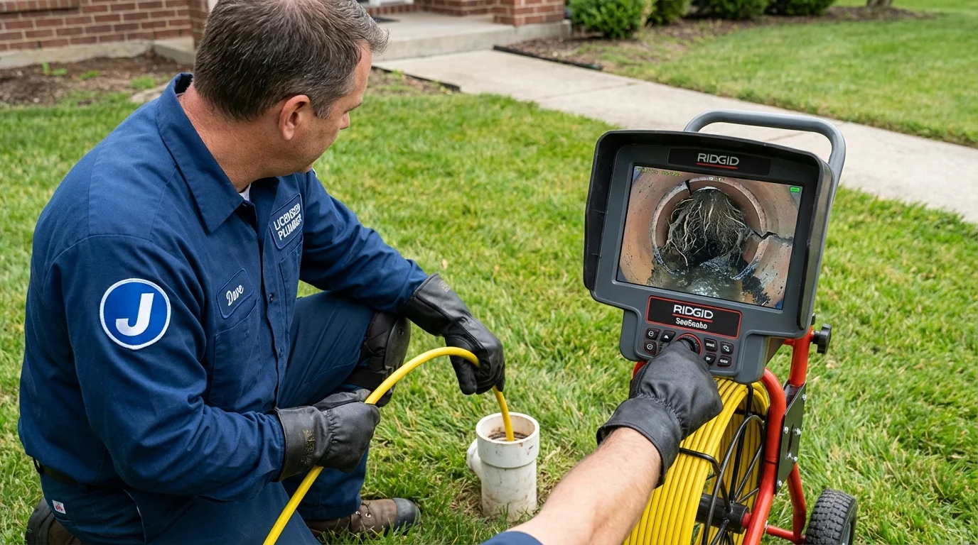 Sewer camera inspection being performed by Johns Plumbing LLC in Winneconne